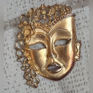 Vintage Mask Fashion Brooch 1980's